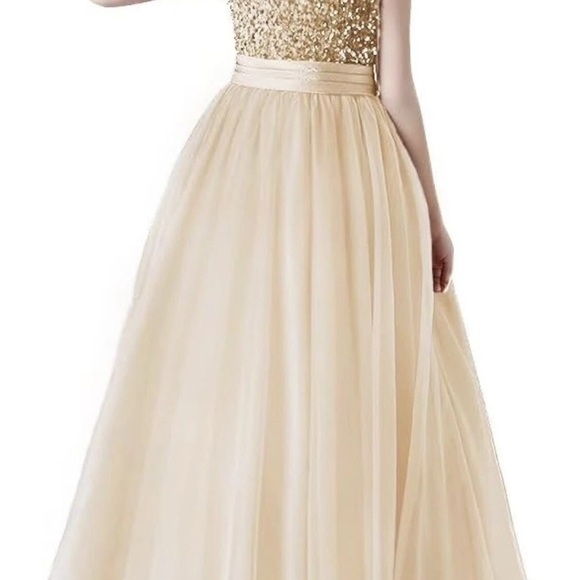 Sparkling Gold and Cream Kids Dress Sz 10 party  wedding event - Picture 6 of 13